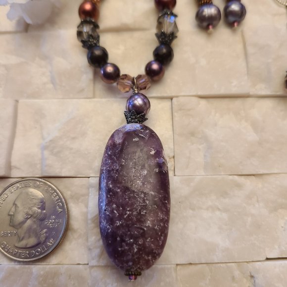 Lepidolite & Fresh Water Pearls - Picture 8 of 13